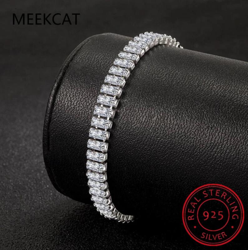 925 Silver 17.5CM Moissanite Tennis Bracelet Wedding Jewelry