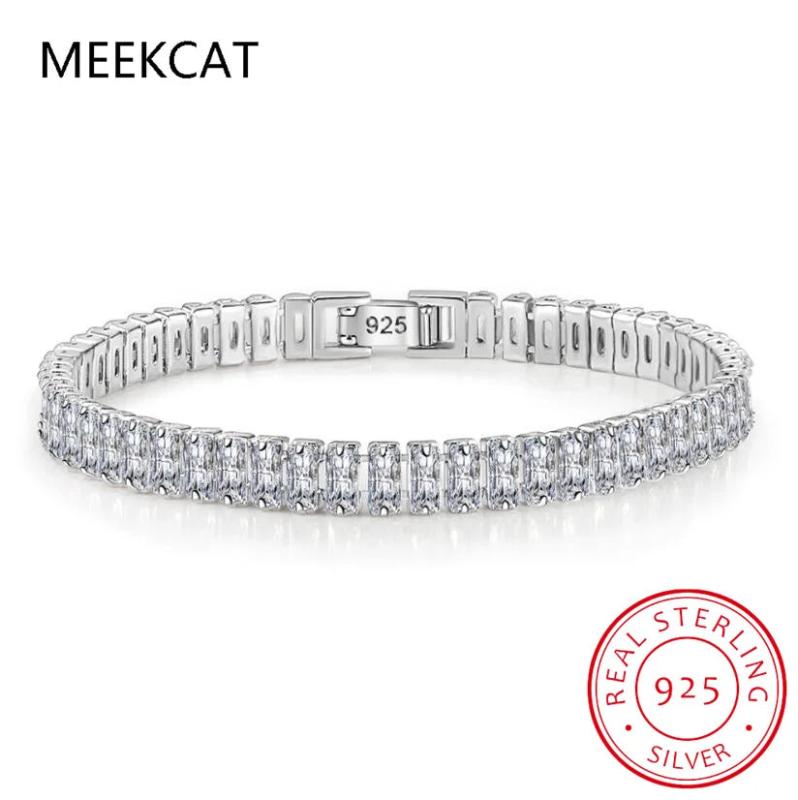 925 Sterling Silver Moissanite Gemstone Bangle Charm Bracelet