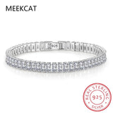 925 Sterling Silver Moissanite Gemstone Bangle Charm Bracelet