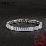 925 Sterling Silver Moissanite Gemstone Bangle Charm Bracelet