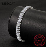 925 Sterling Silver Moissanite Gemstone Bangle Charm Bracelet