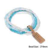 3pcs Stone Beaded Bracelets Set - Multicolour Crystal Elastic