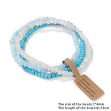 3pcs Stone Beaded Bracelets Set - Multicolour Crystal Elastic