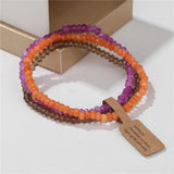 3pcs Stone Beaded Bracelets Set - Multicolour Crystal Elastic
