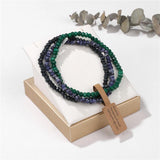 3pcs Stone Beaded Bracelets Set - Multicolour Crystal Elastic