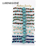 12pcs Stone Tortoise Charms Yoga Bracelet Set Adjustable Cord