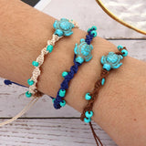 12pcs Stone Tortoise Charms Yoga Bracelet Set Adjustable Cord