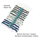 12pcs Stone Tortoise Charms Yoga Bracelet Set Adjustable Cord