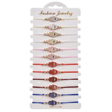 12pcs Fatima Hand Charm Bracelet Set for Women Couples Girl Seed Bead Jewelry