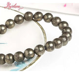 Natural Pyrite Bracelet Couple Elastic Line Round Shape Stone Bracelet