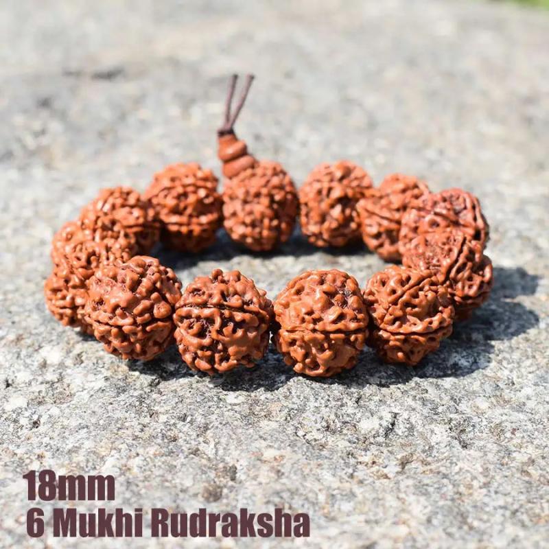 Nepal Rudraksha Men Bracelet 6 Mukhi Beads Buddha Meditation Jewelry