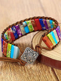 Sunflower Colorful Stone Beaded Wrap Bracelet Hollow Round Beads Bracelet