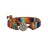 Sunflower Colorful Stone Beaded Wrap Bracelet Hollow Round Beads Bracelet