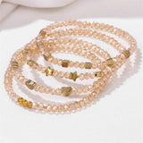 Crystal Bracelets Set Cube Heart Round Beads Stone Jewelry Gift