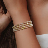 Crystal Bracelets Set Cube Heart Round Beads Stone Jewelry Gift