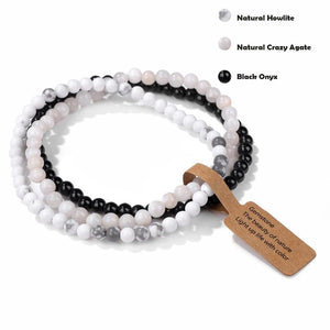 4mm Mini Natural Stone Beaded Bracelet Set of 3