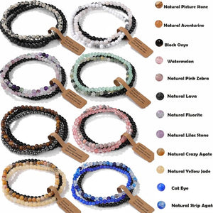 4mm Mini Natural Stone Beaded Bracelet Set of 3