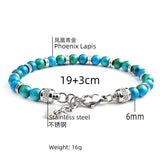 Stainless Steel Bracelet Men with Peacock Lapis Lazuli Stone