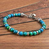 Stainless Steel Bracelet Men with Peacock Lapis Lazuli Stone