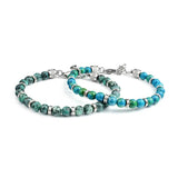 Stainless Steel Bracelet Men with Peacock Lapis Lazuli Stone