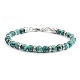 Stainless Steel Bracelet Men with Peacock Lapis Lazuli Stone