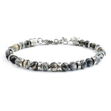Stainless Steel Bracelet Men with Peacock Lapis Lazuli Stone
