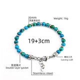 Stainless Steel Bracelet Men with Peacock Lapis Lazuli Stone