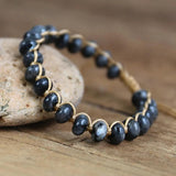 Labradorite Braided Bracelet Natural Stone Charm Bracelet for Men Women