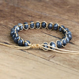 Labradorite Braided Bracelet Natural Stone Charm Bracelet for Men Women