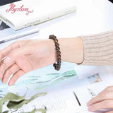 Brown Bronzite Stone Beaded Vintage Bracelet Bangle 7.5 inch