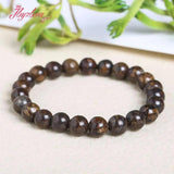 Brown Bronzite Stone Beaded Vintage Bracelet Bangle 7.5 inch