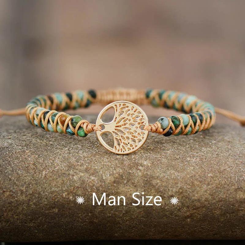 Tree Charm Boho Couples African Turquoises Bracelets