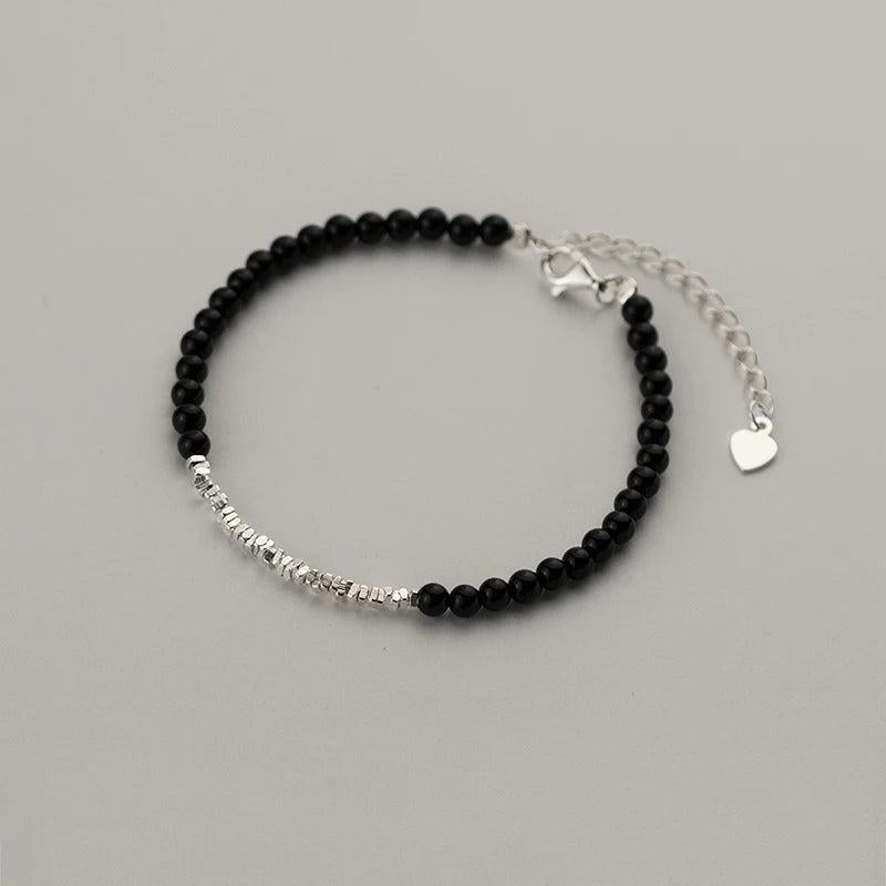 925 Silver Geometric Beaded Bracelet for Women