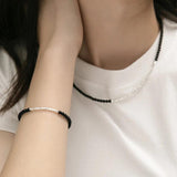 925 Silver Geometric Beaded Bracelet for Women