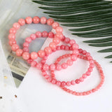 Natural Rhodonites Stone Bracelet Bead Jewelry Men Women 6 8 10mm