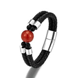 Tiger's Eye Double-Layer Leather Men's Bracelet