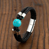 Tiger's Eye Double-Layer Leather Men's Bracelet