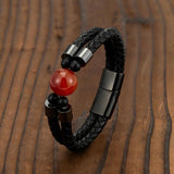 Tiger's Eye Double-Layer Leather Men's Bracelet