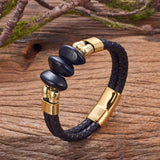 Lapis Lazuli Stone Bracelet Men's Stainless Steel Jewelry