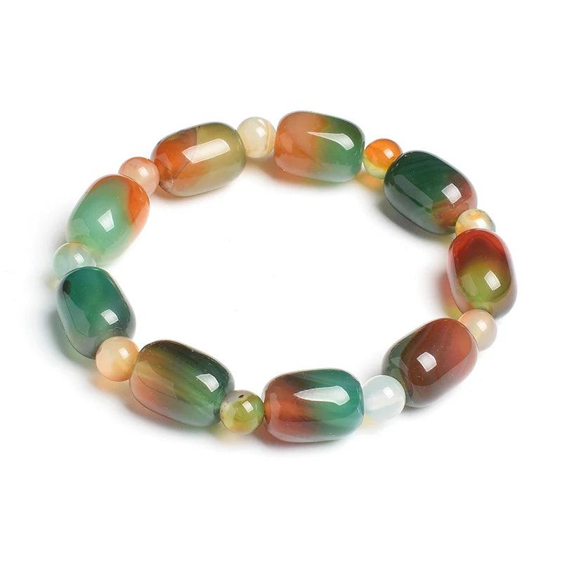 Green Agate Charm Bracelet Carnelian Bangles Summer Wristband