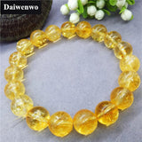 Stone Crack Citrine Beads Bracelet Safronite Yellow Quartz Charm