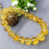 Stone Crack Citrine Beads Bracelet Safronite Yellow Quartz Charm