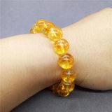 Stone Crack Citrine Beads Bracelet Safronite Yellow Quartz Charm