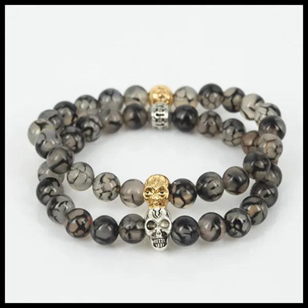 Skull Head Stretch Bracelet Natural Gem Stone Beads