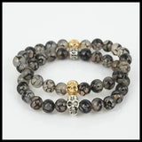 Skull Head Stretch Bracelet Natural Gem Stone Beads