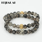Skull Head Stretch Bracelet Natural Gem Stone Beads