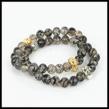 Skull Head Stretch Bracelet Natural Gem Stone Beads