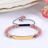 Aventurine Beaded Bracelet Stainless Steel Butterfly