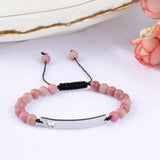 Aventurine Beaded Bracelet Stainless Steel Butterfly