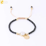 CSJA Tourmaline Geode Drusy Bead Bracelet for Men Women